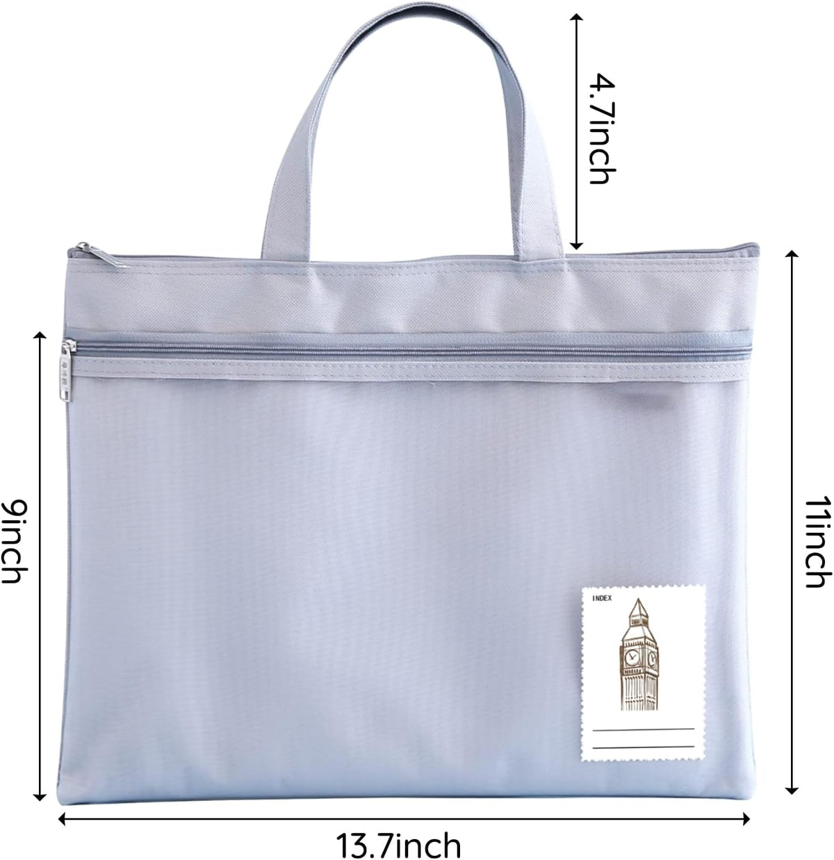 Mesh Zipper Pouch, 13.7" x 11" Large Art Portfolio Bag with Handle