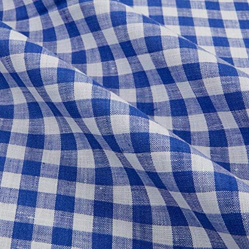 Kaufman Limerick Linen Yarn Dyed Large Checks Royal, Fabric by the