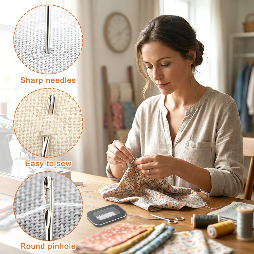 Magnetic Needle Holder Case with Clear Acrylic Lid, Sewing Needle