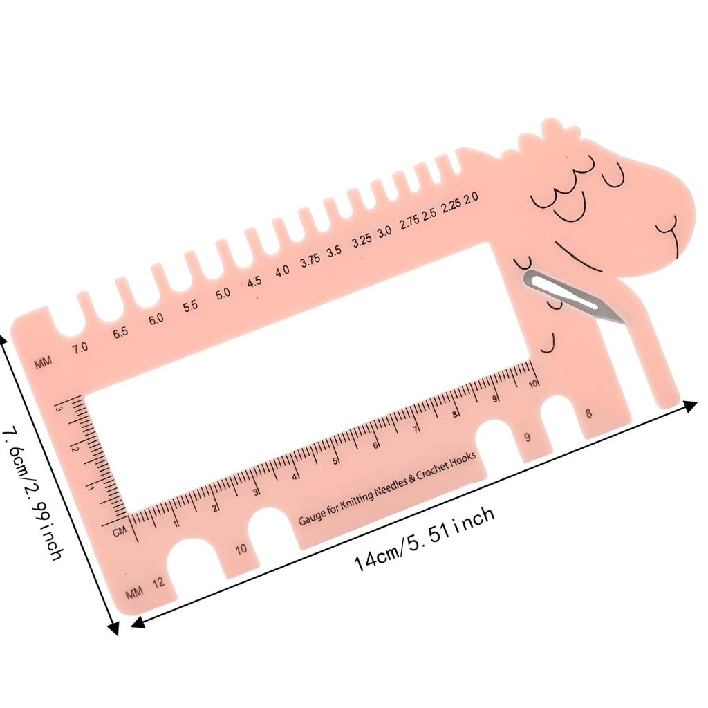 Knitting Needle Gauge and Crochet Hook Sizer Ruler