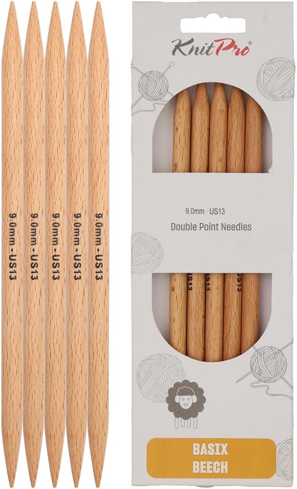 KnitPro Basix Beech Double Pointed Needles 8" (20cm) | US Size 13