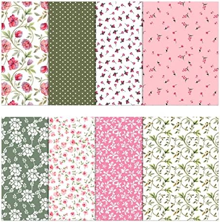 Soimoi 8 Pc Fat Quarter Bundle- Florals Print 18"x 22" DIY Patchwork