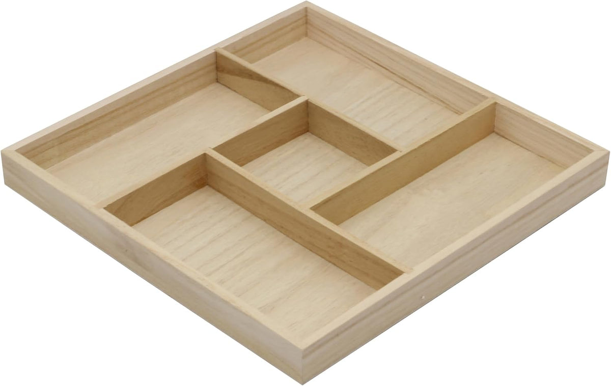 5 Section Wooden Trays – 10" × 10" Square Organizers with Compartments