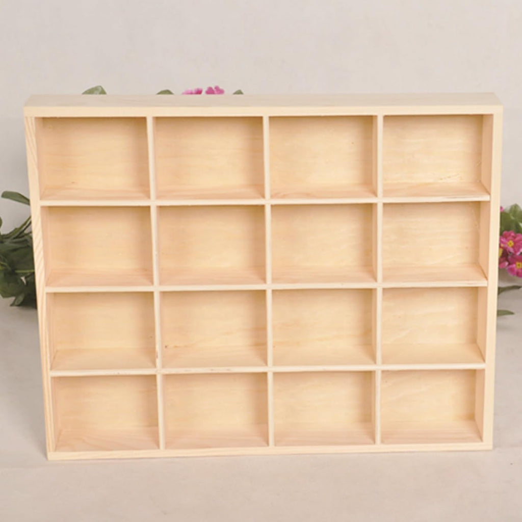 Wooden Organizer Box Storage Divider Holder Showcase Display Tray
