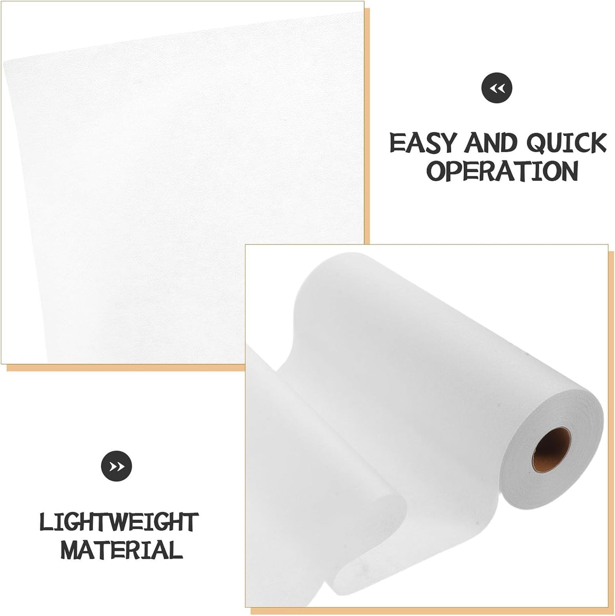 White Nonwoven Fusible Interfacing Roll, Single-Sided Sewing
