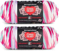 Red Heart All in One Granny Square Soft White - Pink Punch Yarn