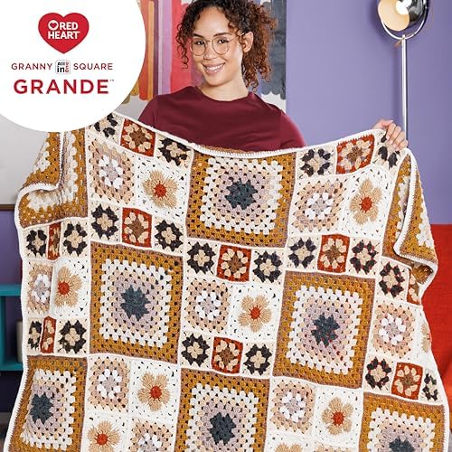 Red Heart Granny Square Grande Yarn for Crocheting, Sterling, 3-Pack