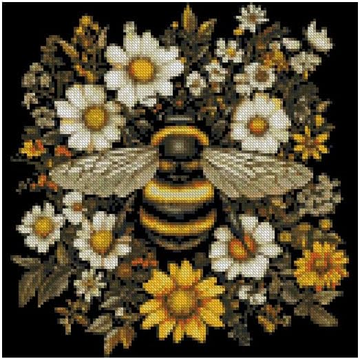 Bee Flowers Stamped Cross Stitch Kits Embroidery Starter Kit for