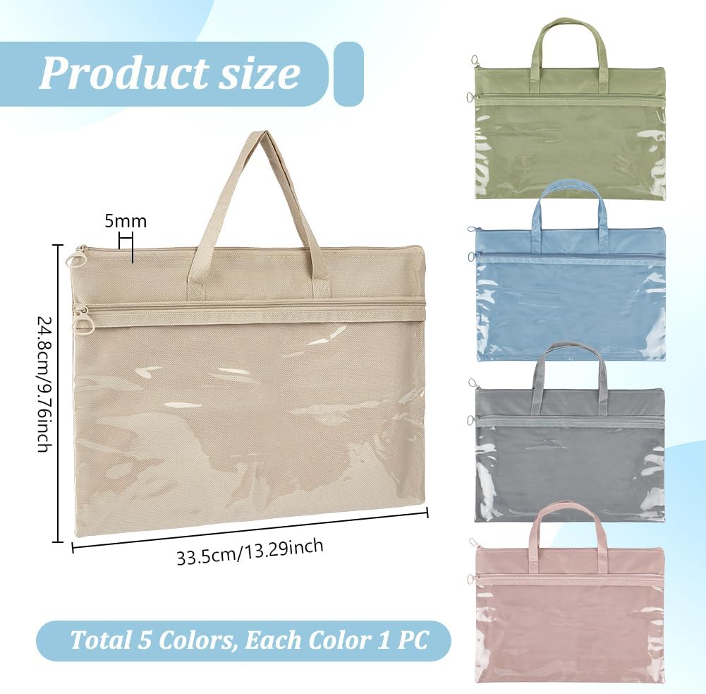 PH PandaHall 5 Colors Zipper Pouch with Handle, 9.8"x13.2" Double