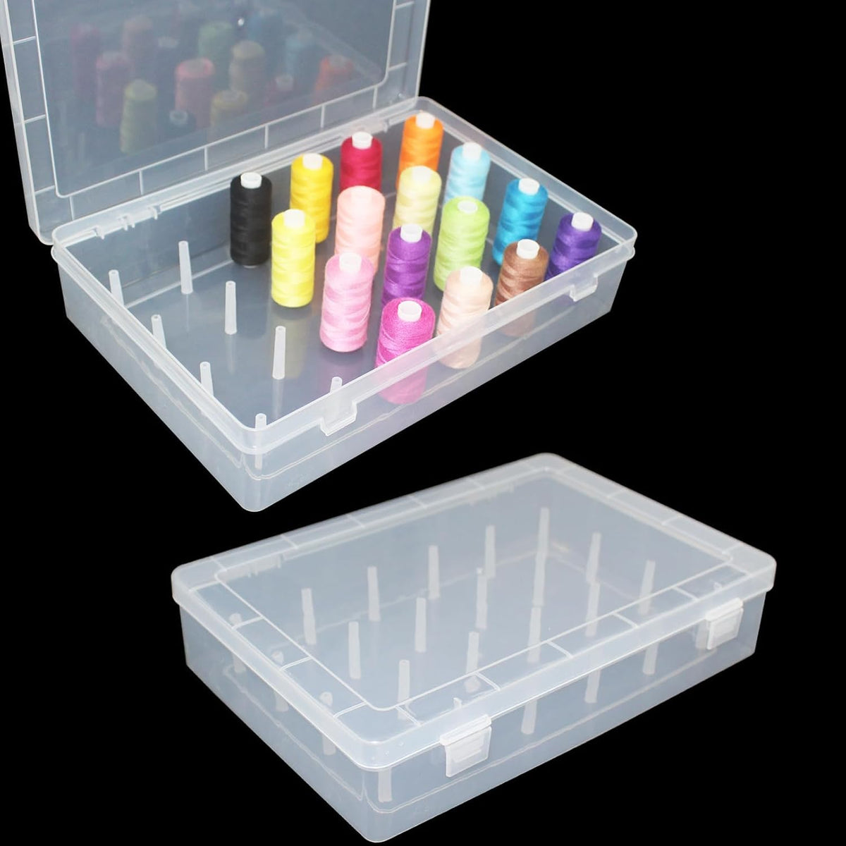 2 Pack Clear 24 Spools Thread Organizer Box, Transparent Sewing