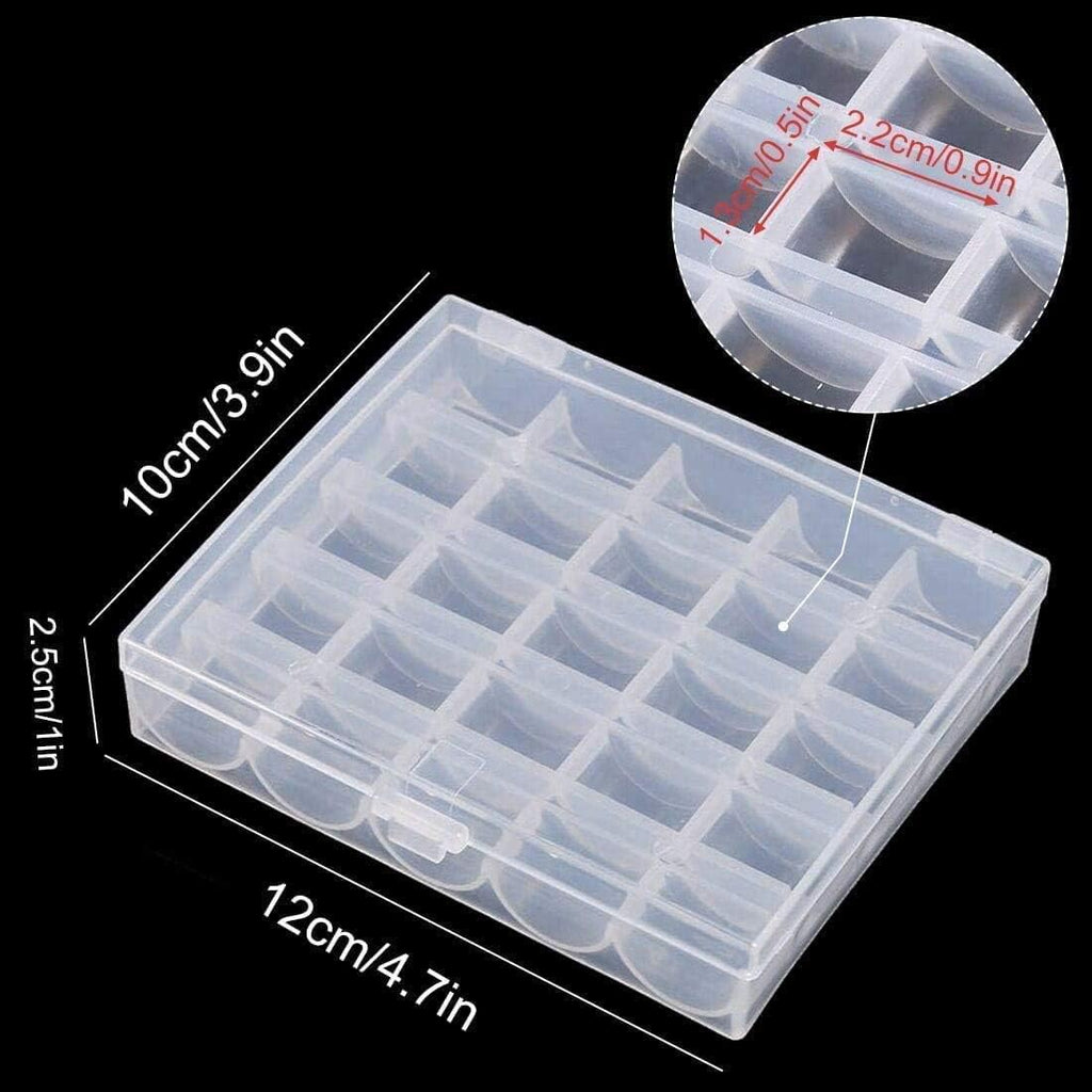 Bobbin Box,Machine Bobbin Organizer Plastic Case,Transparent 25 Slots