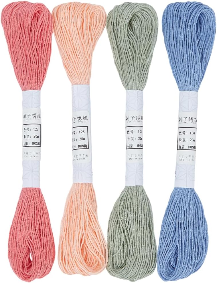 4 Skeins 4 Colors 80M Candy Color Sashiko Thread Quilting Cotton