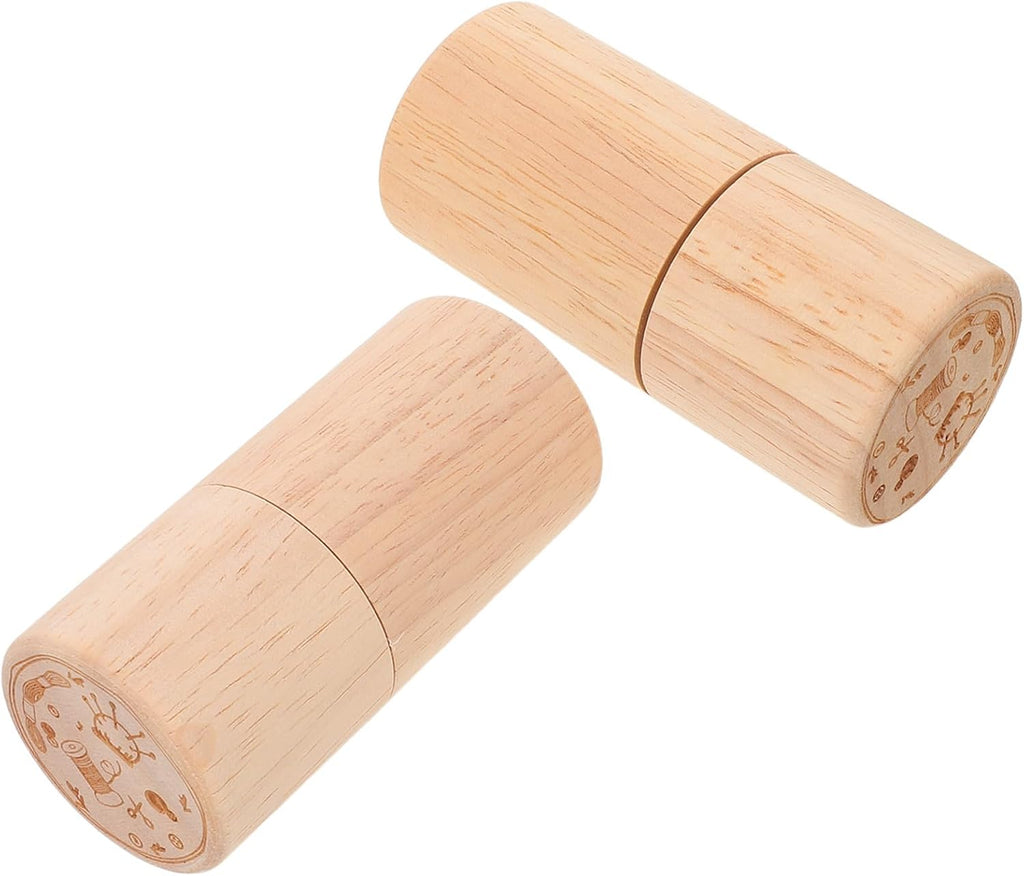 2pcs Portable Wooden Needle Case Holder for Embroidery Sewing