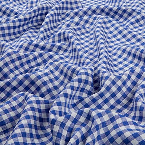 Kaufman Limerick Linen Yarn Dyed Large Checks Royal, Fabric by the