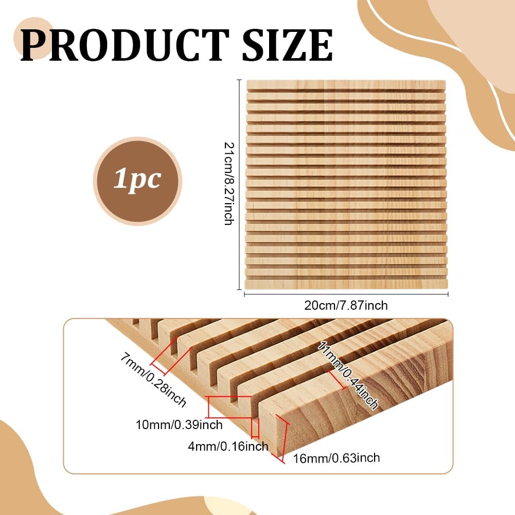 PH PandaHall 18-Slot Wooden Quilting Ruler Holder, 7.87x8.27 inch