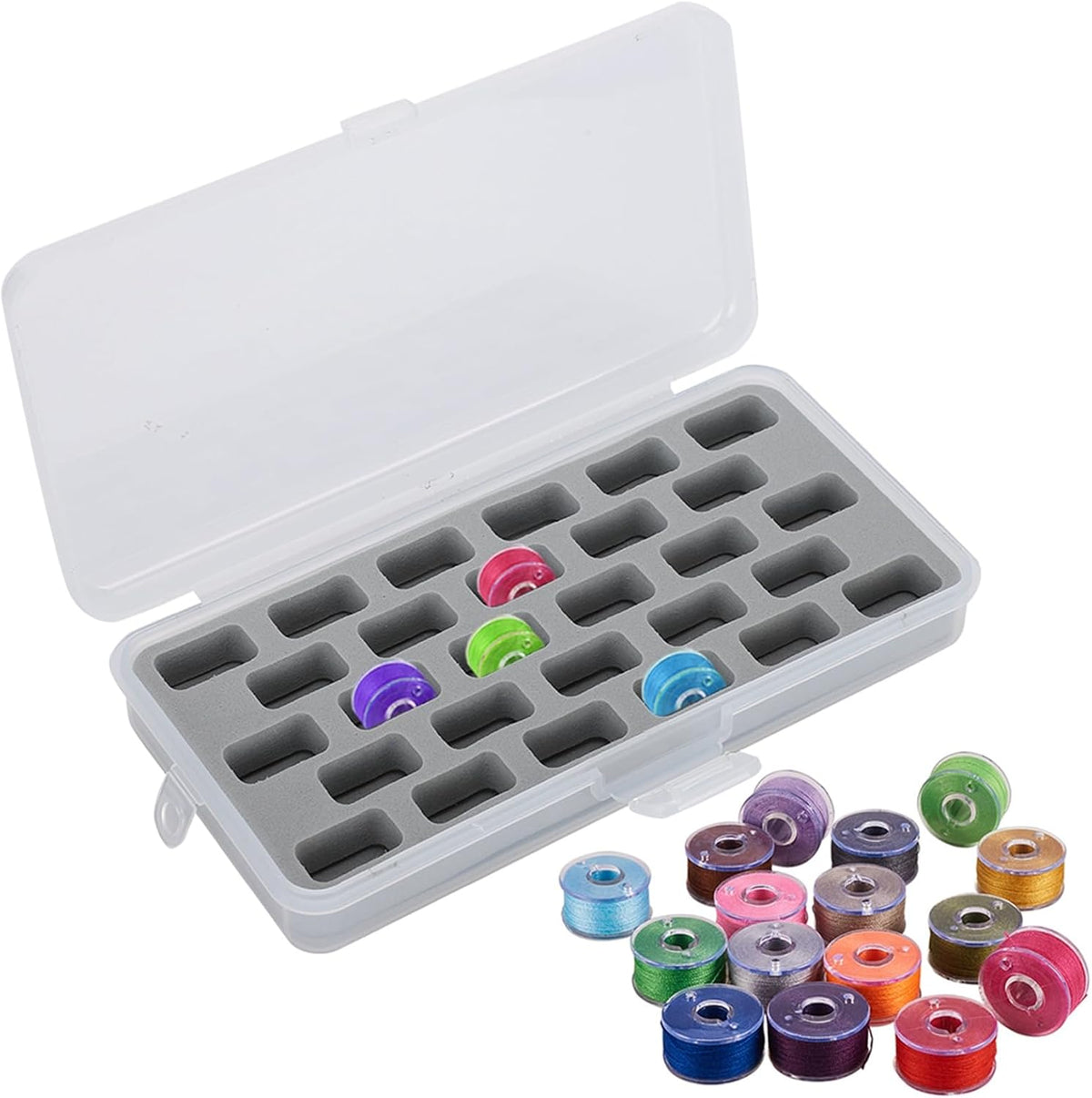 Bobbin Case, 28 Slots Empty Bobbins Spools Box Thread Organizer