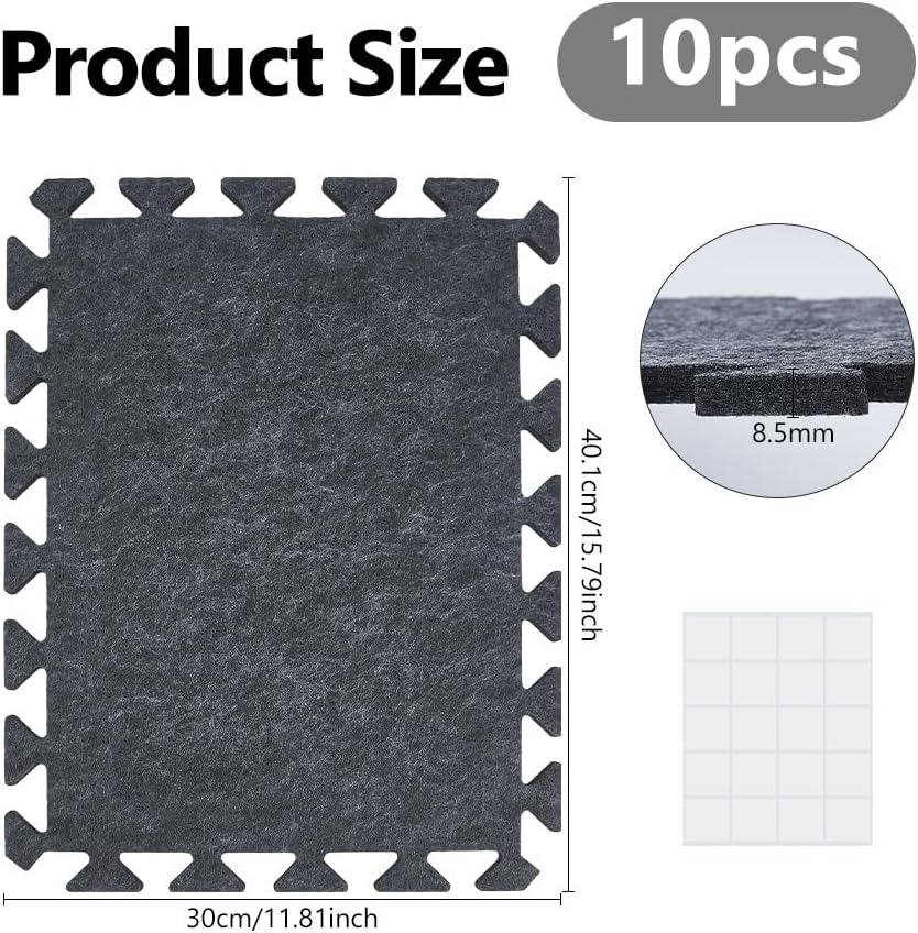 DICOSMETIC 10Pcs 40x30cm Gray Large Wool Ironing Mat Pad Interlocking