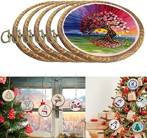 5PCS Oval Embroidery Hoops 5 x 4 Inch Imitation Wood Hoops for Cross