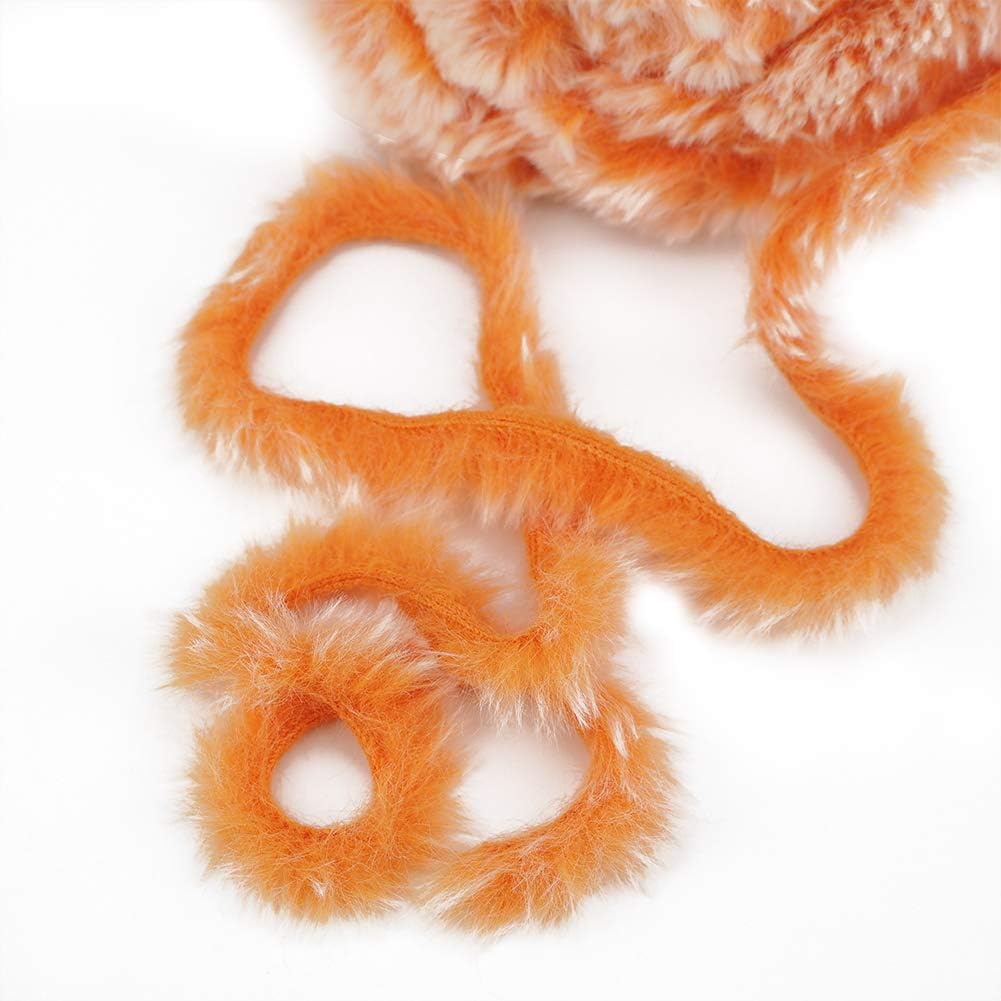 NICEEC 2 Skeins Soft Faux Fur Yarn 70yds,3.53oz- Orange