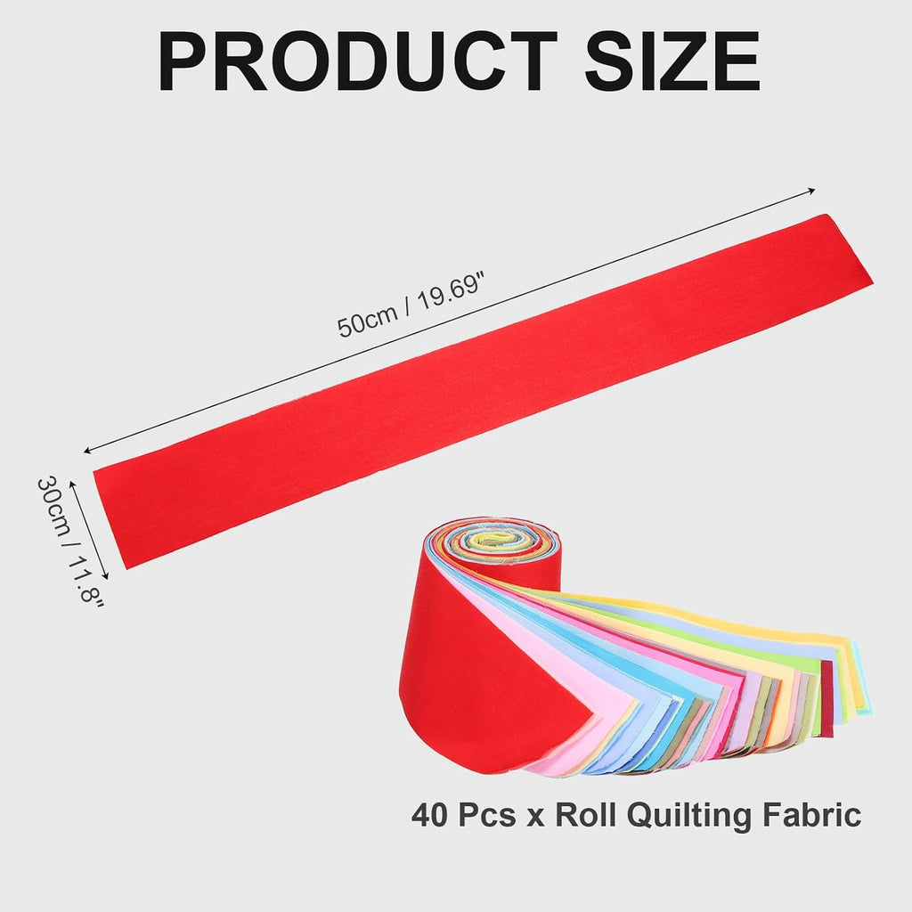MECCANIXITY 40PCS Roll Quilting Fabric 2.5"x20" Pre-Cut Strips Mixed