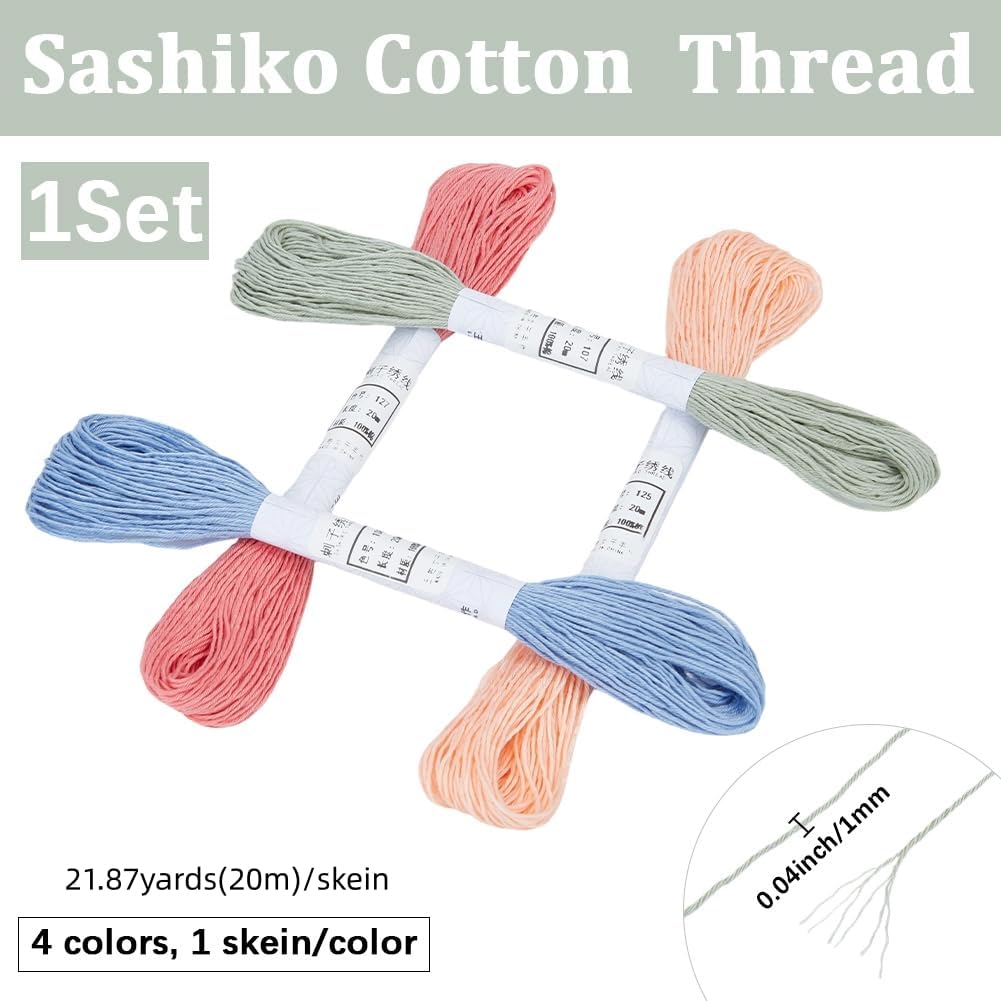 4 Skeins 4 Colors 80M Candy Color Sashiko Thread Quilting Cotton