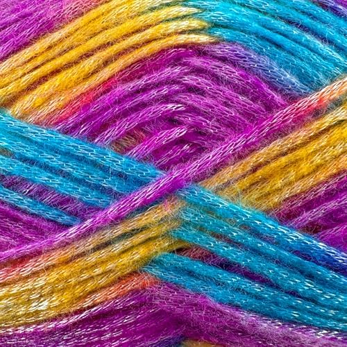Colorful Self-Striping Multicolor Fuzzy with Subtle Sheen Yarn, 56%