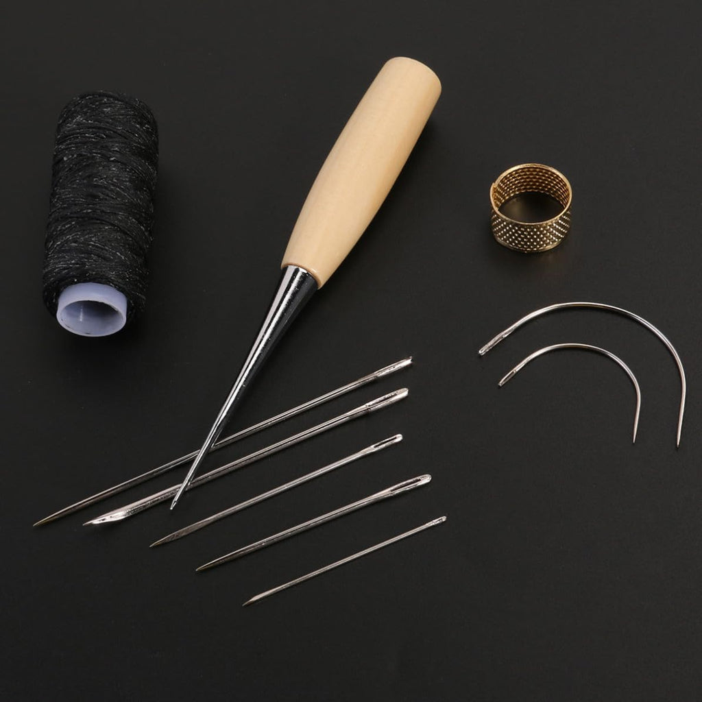 10pcs Sewing Needle Set with Stitching Awl and Thread Thimbles, Kit