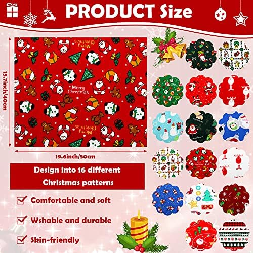 Tatuo 16 Pcs Christmas Fabric Bundle, Cotton Quilting, 16 x 20 in