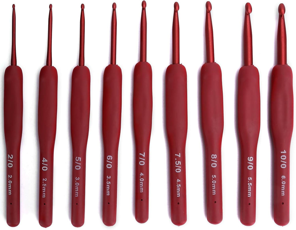 Rengue Ergonomic Crochet Hook Set, 9 Pcs 2-6mm Knitting Needles with