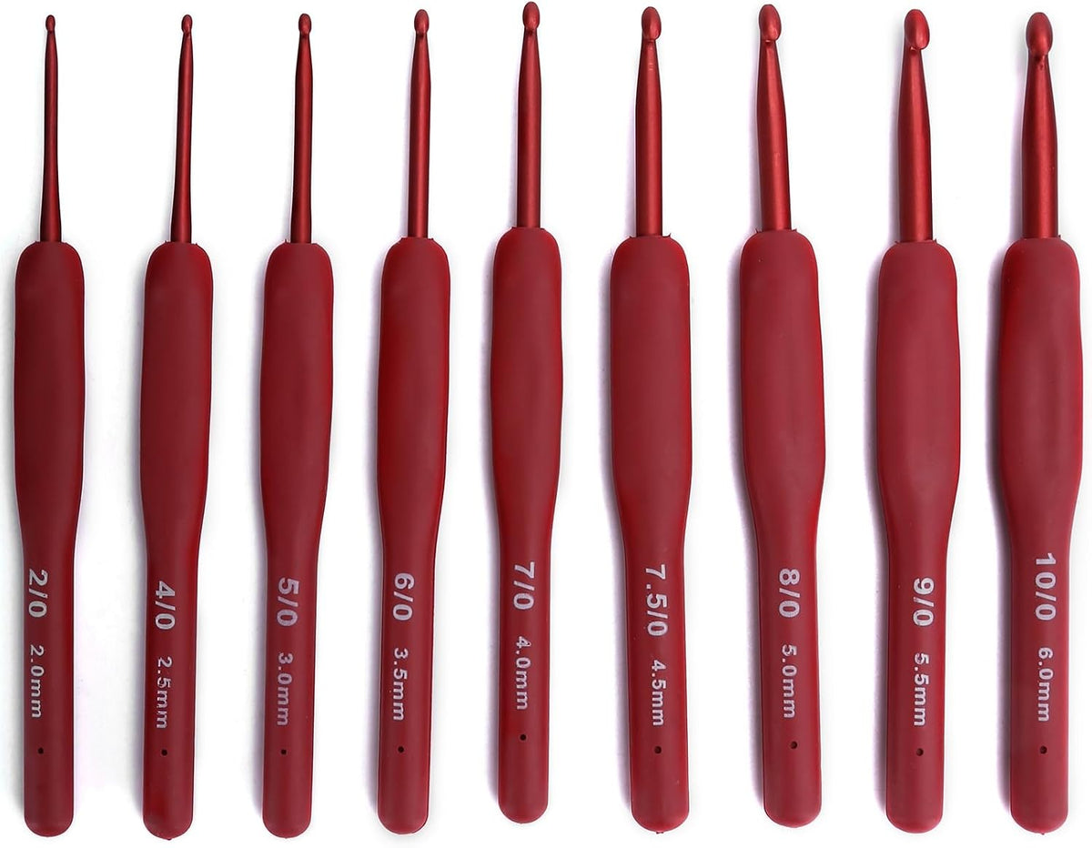 Rengue Ergonomic Crochet Hook Set, 9 Pcs 2-6mm Knitting Needles with
