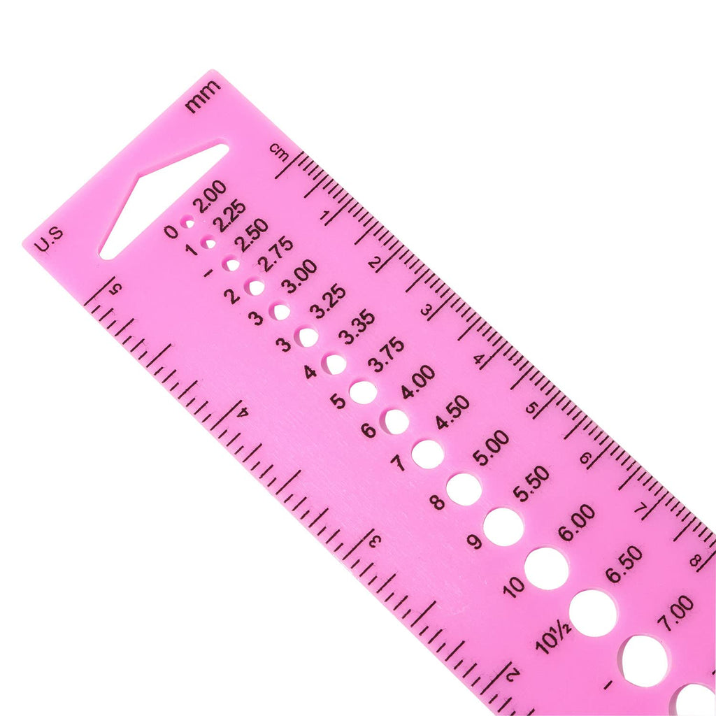 INCH CM Ruler UK US Canada Sizes Plastic Knitting Needle Gauge Circle