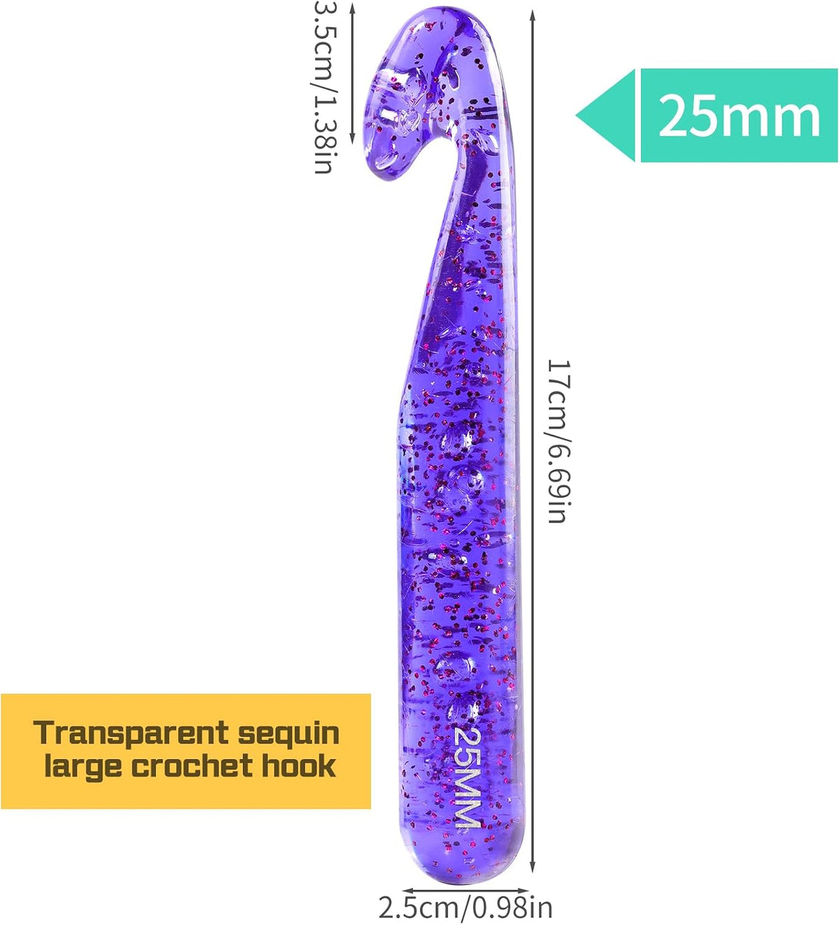 QMNNMA 25mm Large Crochet Hooks for Chunky Yarn, Purple Jumbo Crochet