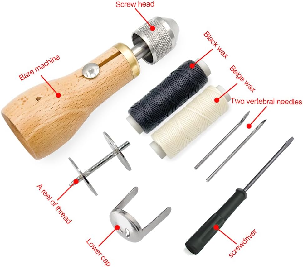 Sewing Awl Hand Stitcher Repair Tool Kit for Leather and Heavy Fabrics