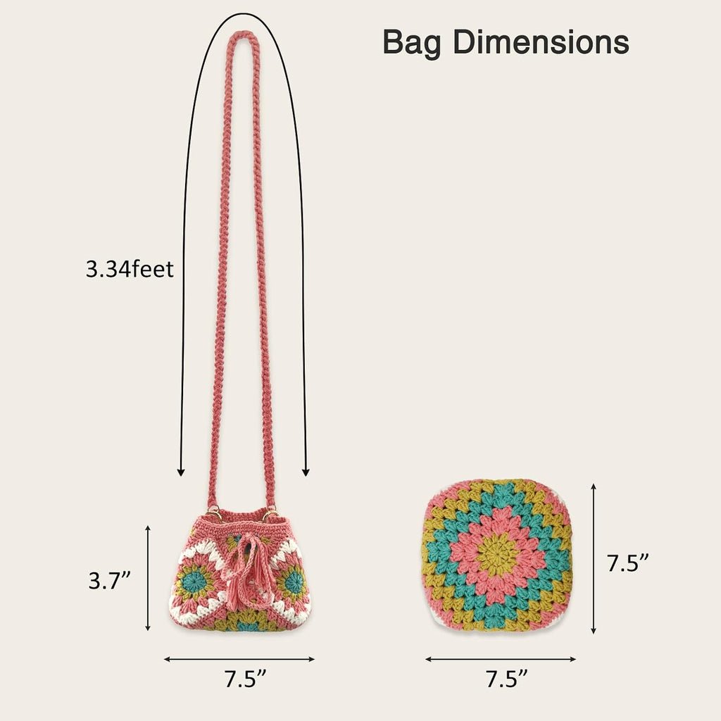 Noocro Crochet Kit Granny Square Shumai Bag, Purse, Complete DIY Kit