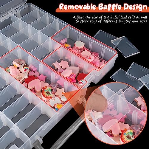 Large 48 Grids Clear Plastic Organizer Box with Adjustable Dividers