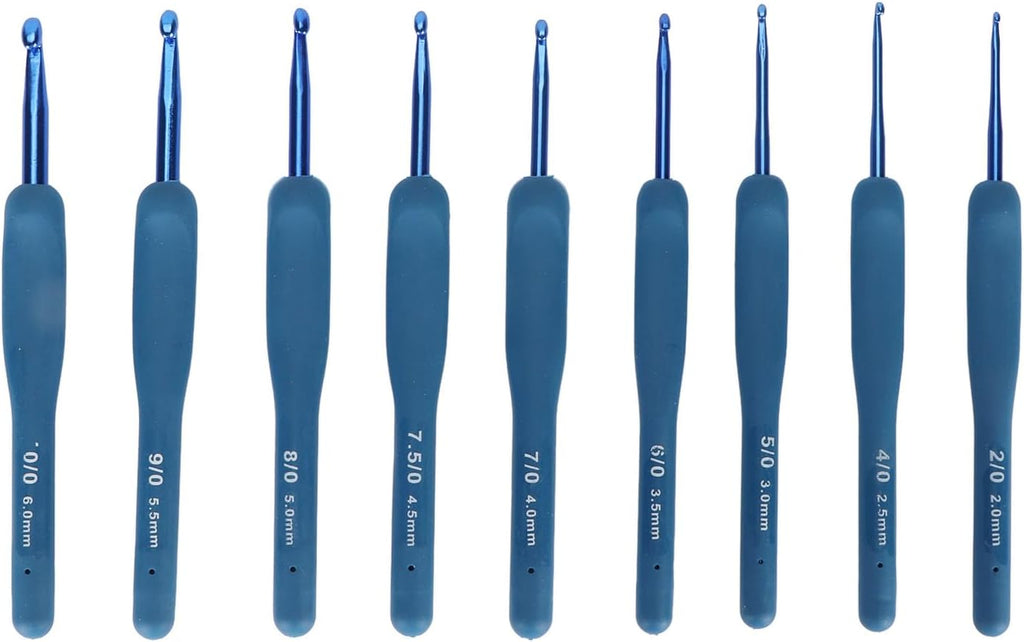 Fdit Soft Grip Crochet Hooks Set, 9 Sizes Aluminum Silicone