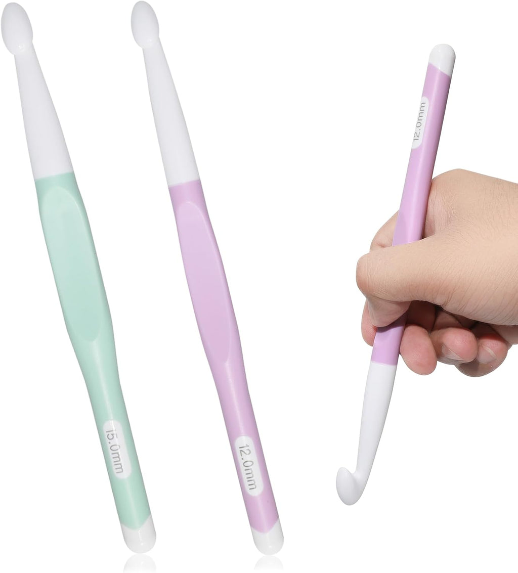 2 Pcs Large Size Crochet Hooks Set (12mm & 15mm), 7.87 Inch Big