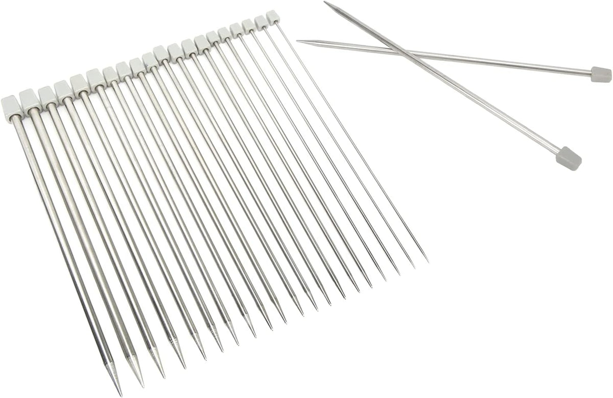 11 Pairs of Stainless Steel Knitting Needles, Metal Knitting Needles