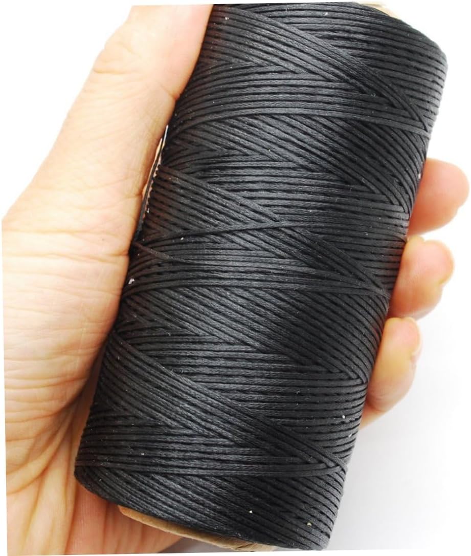 Leather Sewing Waxed Thread, 284 Yards 150D 1mm Black Stitching Cord