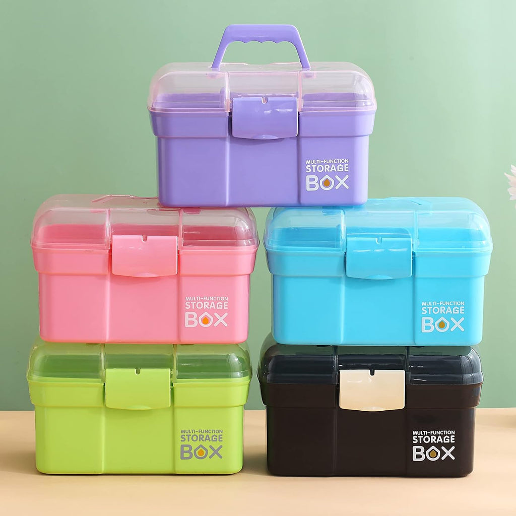 Kinsorcai 11'' Plastic Box Organizer with Removable Tray, Sewing