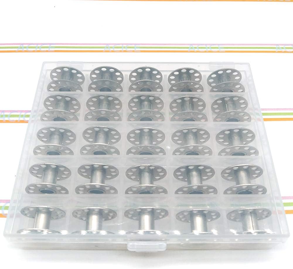 ACICE Sewing Machine Bobbins Class 15 (Steel) 25PCS in Bobbin Box