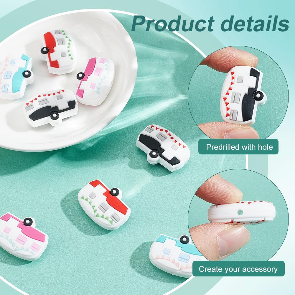 NBEADS 8 Pcs Knitting Needle Stoppers, 4 Colors Campervan Needle Point
