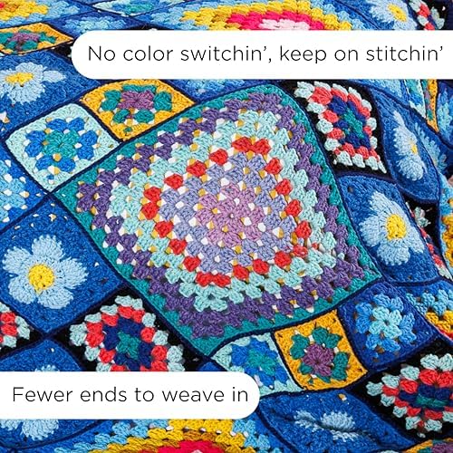 Red Heart Granny Square Grande Yarn for Crocheting, Sterling, 3-Pack