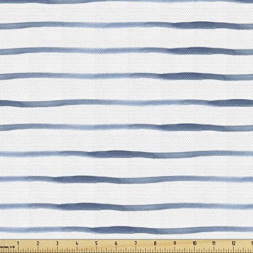 Ambesonne Harbour Stripe Fabric by The Yard, Abstract Brushstroke