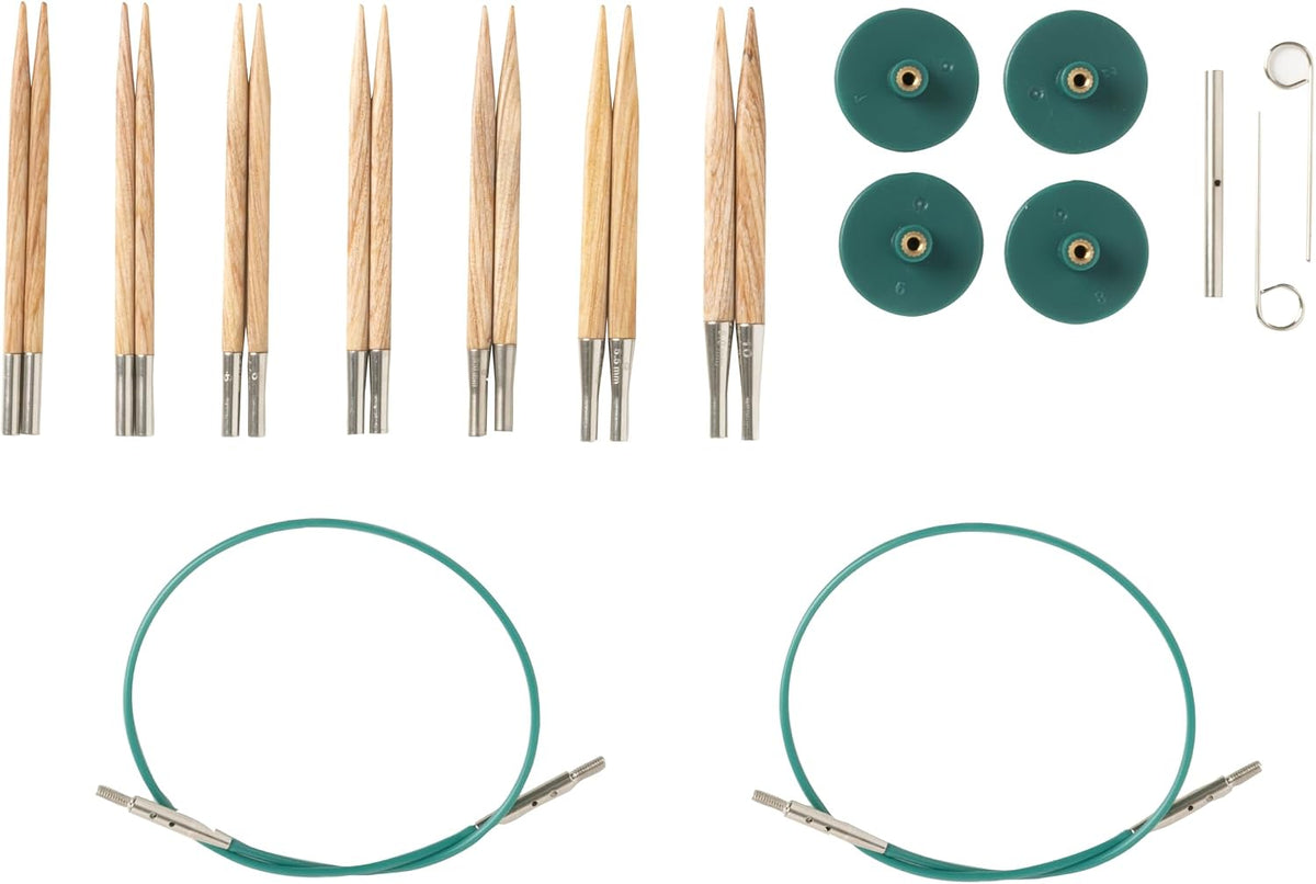 Knit Picks Square Wood Short Interchangeable Knitting Needles Set US