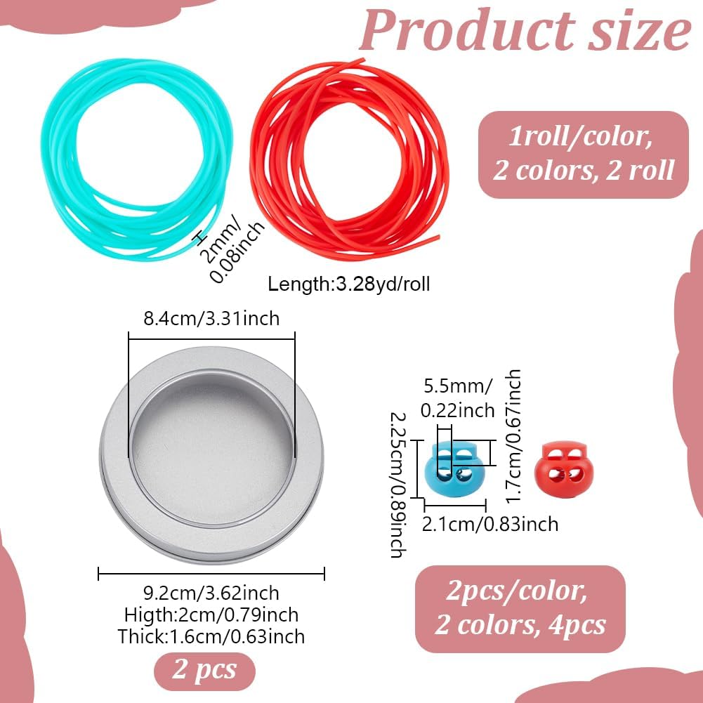 NBEADS 6.56 Yards Stitch Keeping Cords, 2mm Hollow Rubber Tubing