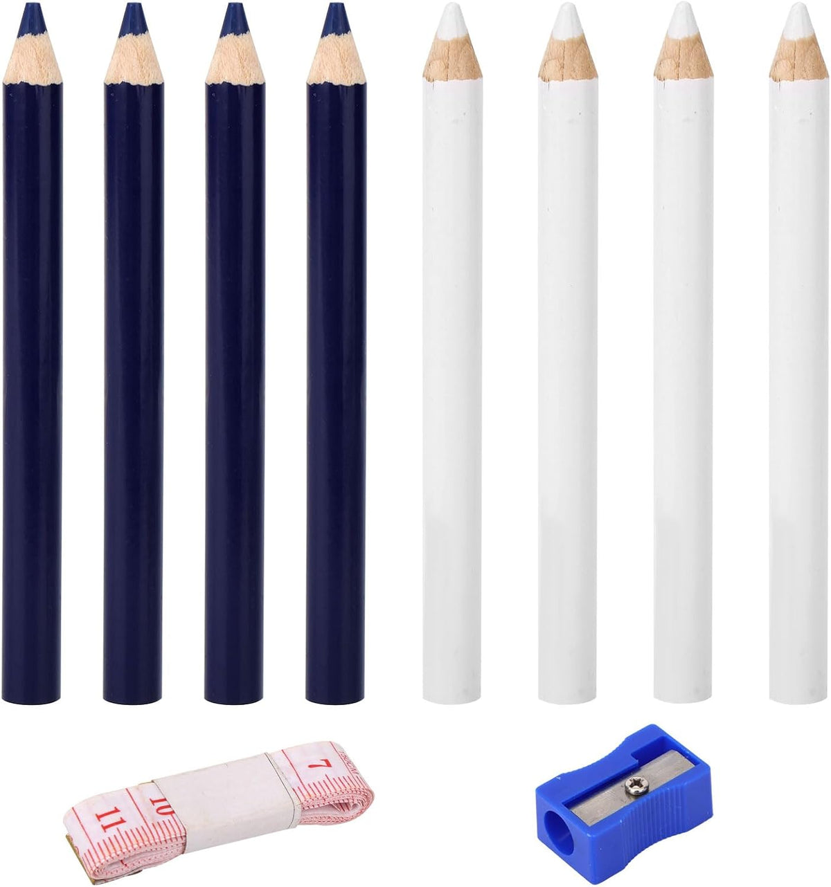 BOXOB 8pcs Fabric Pencils for Sewing, White and Blue