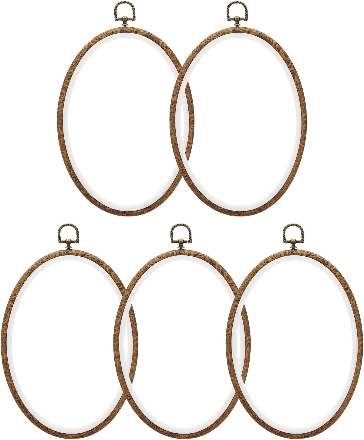 PATIKIL 10x7.1inch Embroidery Hoops, 5Pieces Imitated Wood Oval Frame