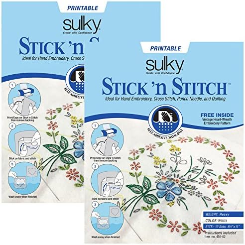 Bundle of 2 Packages of Stick N Stitch Self Adhesive Wash Away