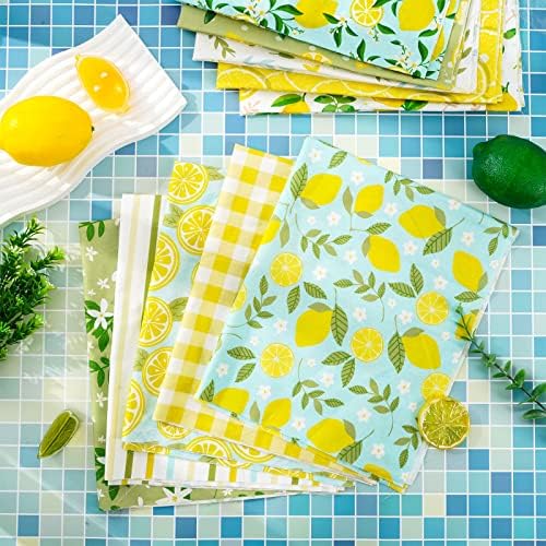 Whaline 10Pcs Summer Cotton Fabric Bundles 18 x 22 Inch Watercolor